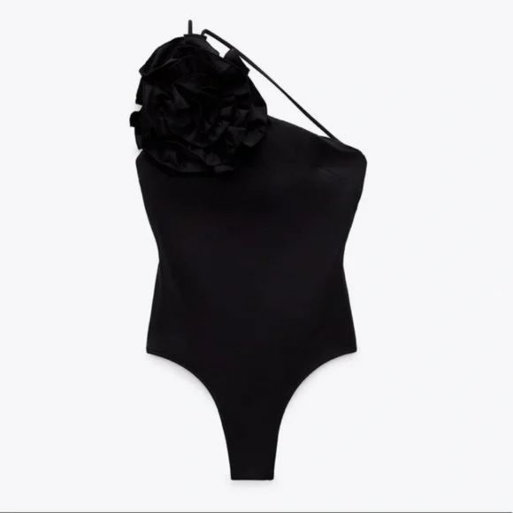 ZARA FLORAL SWIMSUIT BLACK - Picture 2 of 3